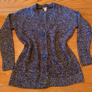 Sweater black and gray button up front pockets Sz small